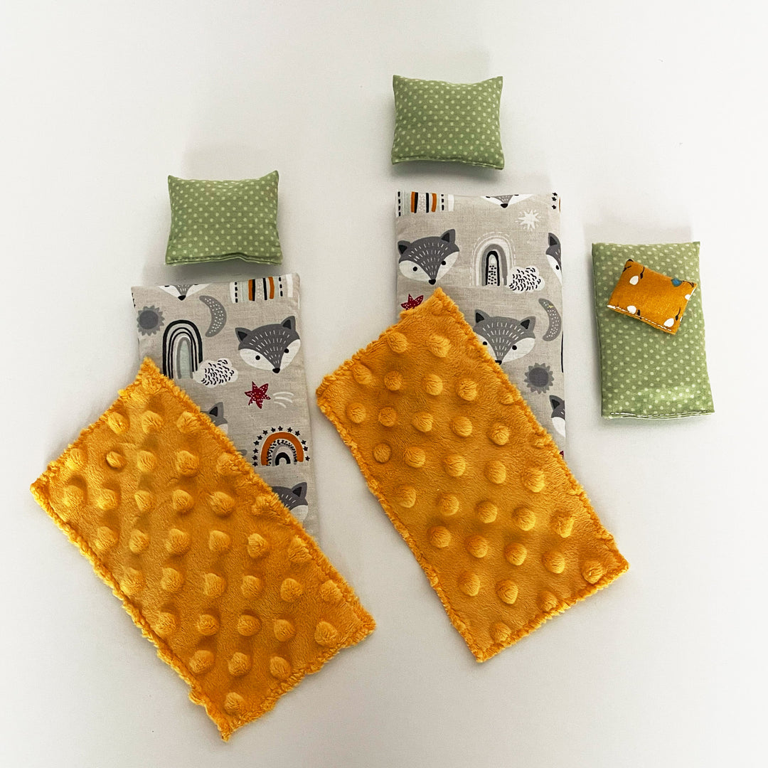 Bettwäscheset Kinder Öko Gelb Plüsch 8-tlg NestWood 1:6