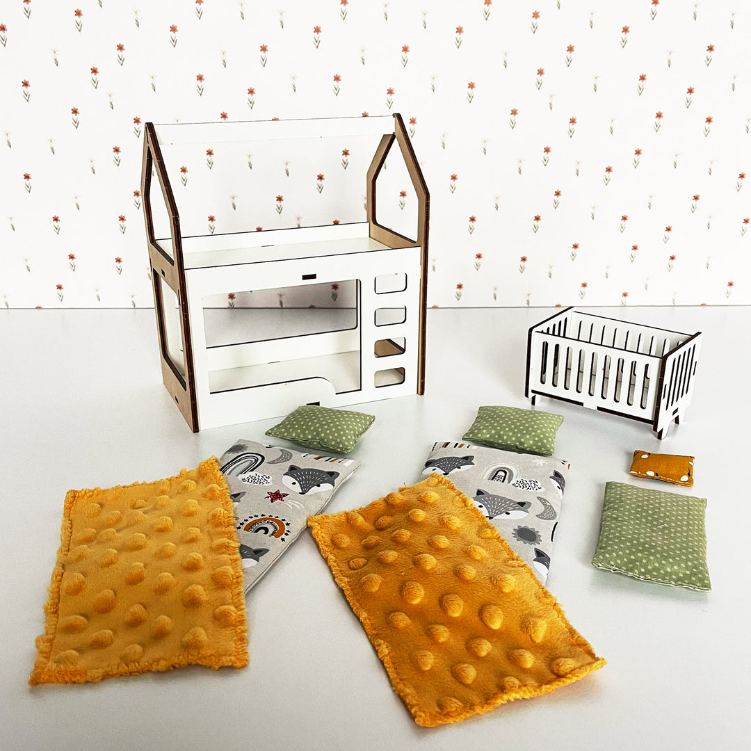 Bettwäscheset Kinder Öko Gelb Plüsch 8-tlg NestWood 1:6