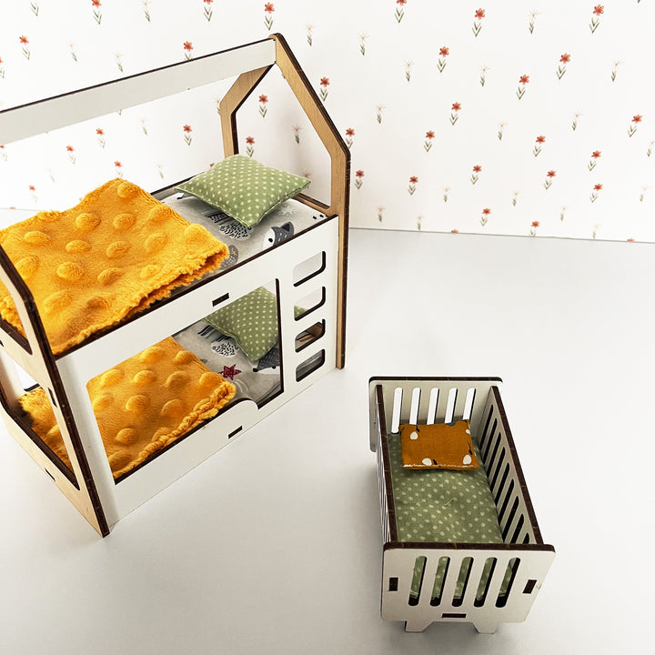 Bettwäscheset Kinder Öko Gelb Plüsch 8-tlg NestWood 1:6