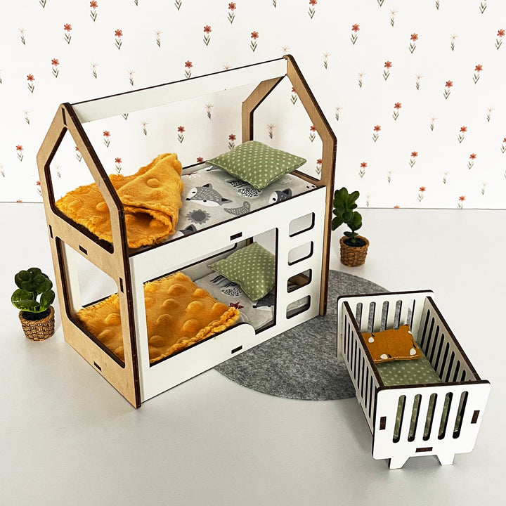 Bettwäscheset Kinder Öko Gelb Plüsch 8-tlg NestWood 1:6