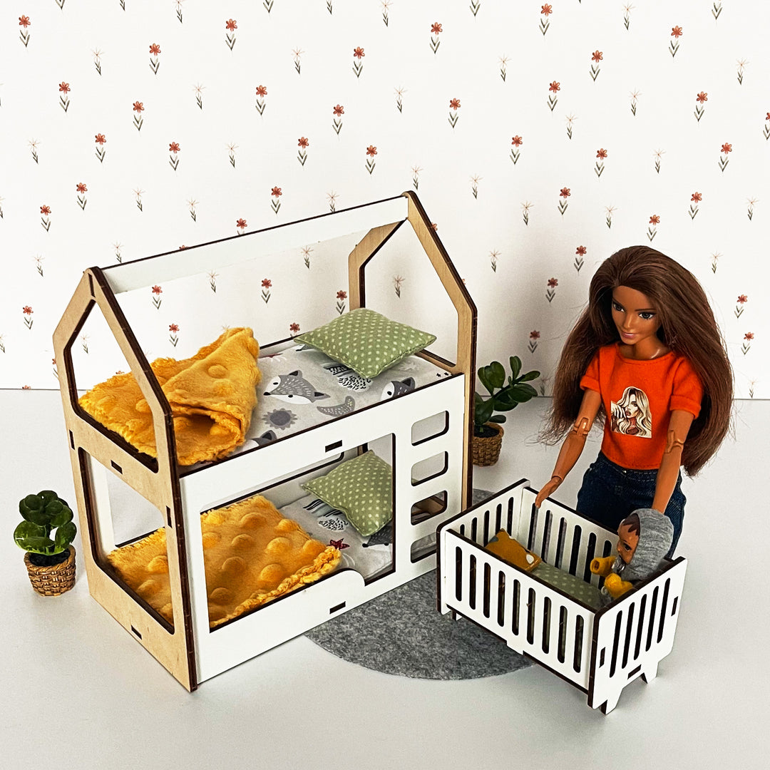 Bettwäscheset Kinder Öko Gelb Plüsch 8-tlg NestWood 1:6