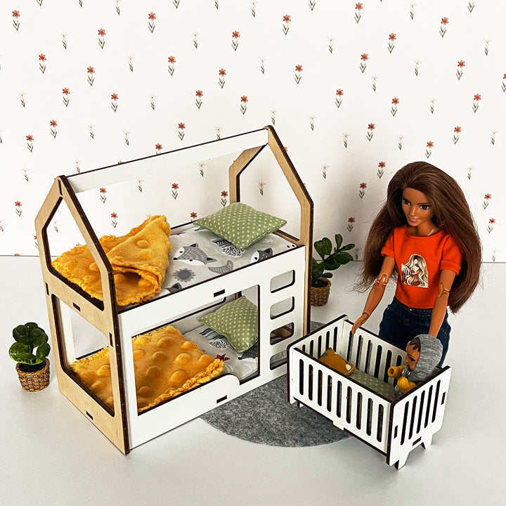 Bettwäscheset Kinder Öko Gelb Plüsch 8-tlg NestWood 1:6