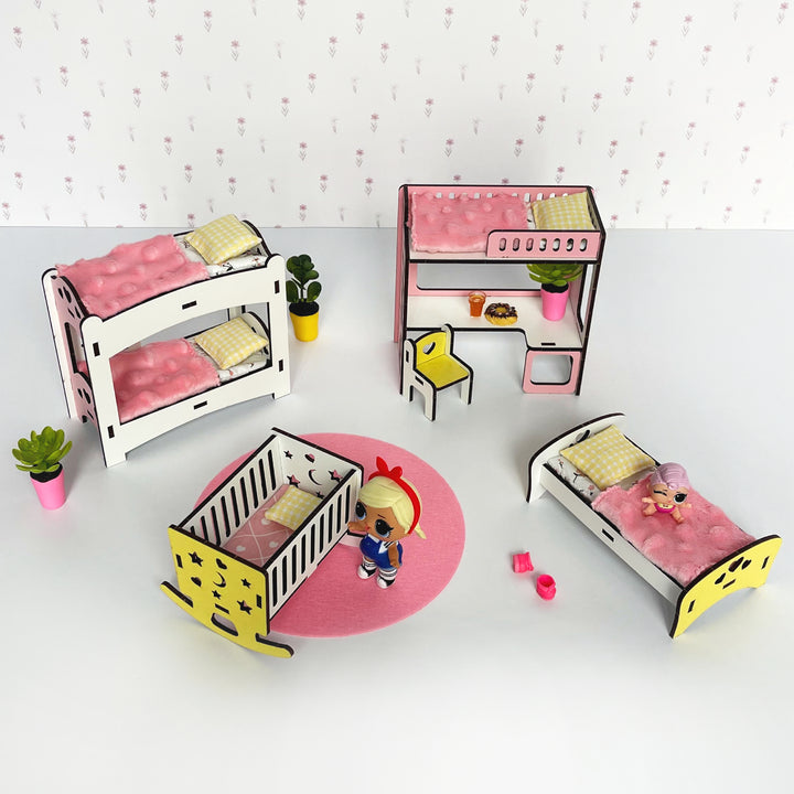 Bettwäsche-Set Kinderzimmer 14-teilig NestWood Pink 1:12