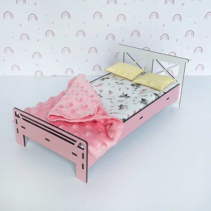 Puppenmöbel aus Holz Schlafzimmer Maßstab 1:6 NestWood Pink