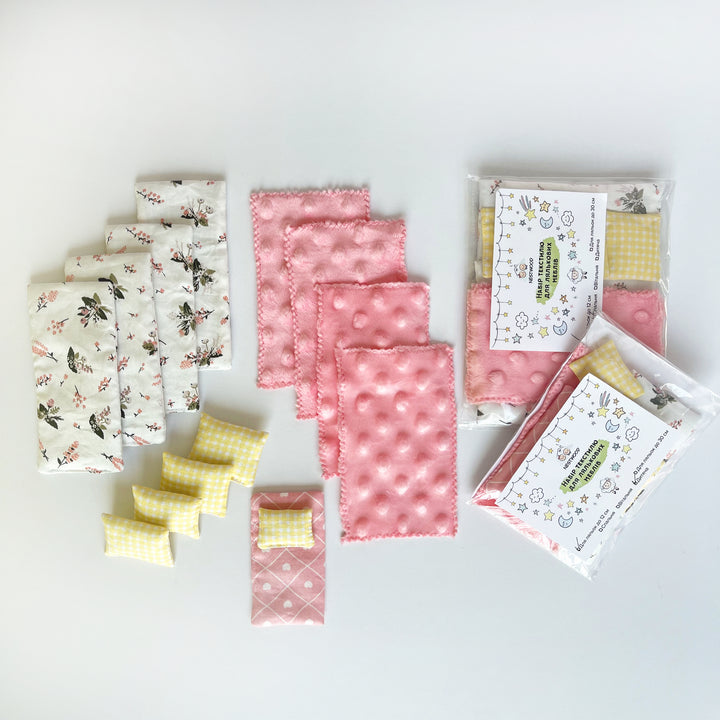 Bettwäsche-Set Kinderzimmer 14-teilig NestWood Pink 1:12
