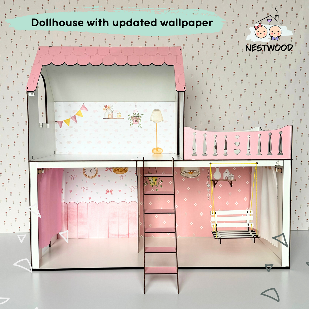 Wooden dollhouse Mriya scale 1:6 NestWood pink