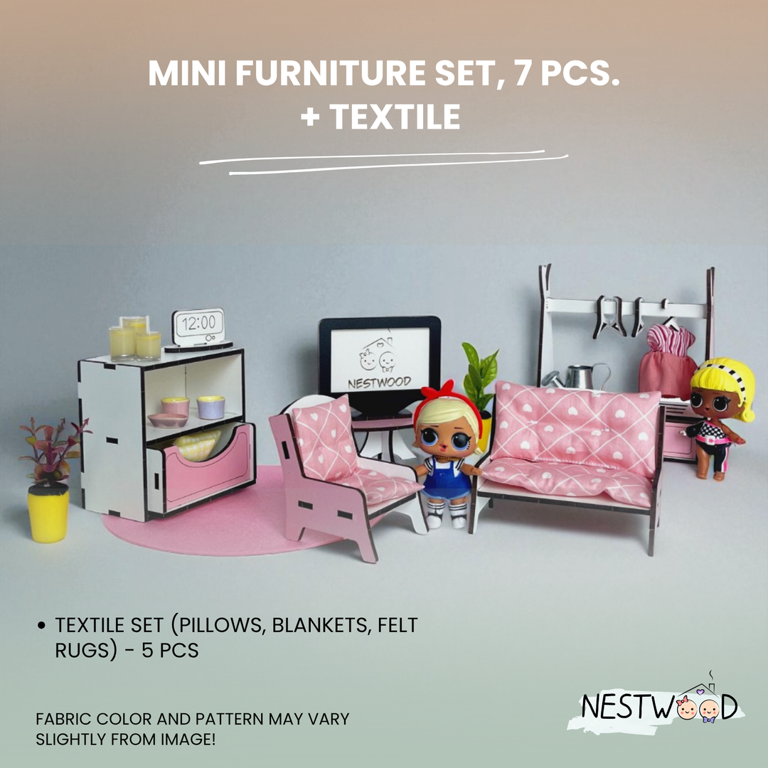 Wooden dollhouse Mansion scale 1:6 NestWood pink