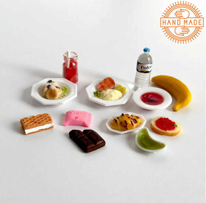 Doll Food Set Lunch №2 Hand Made 12 Pieces