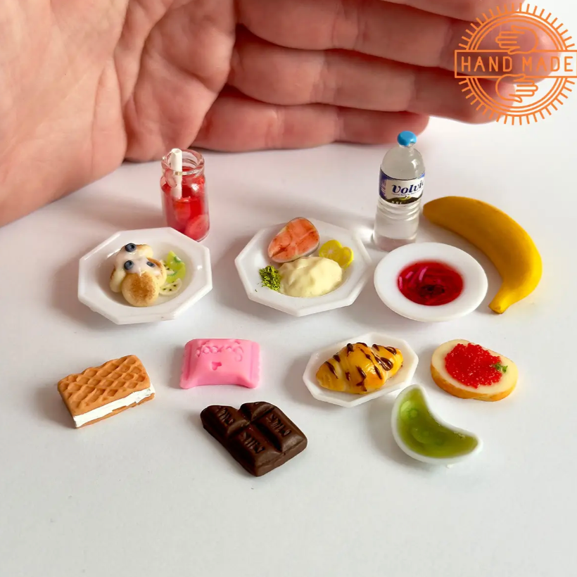 Doll Food Set Lunch №2 Hand Made 12 Pieces