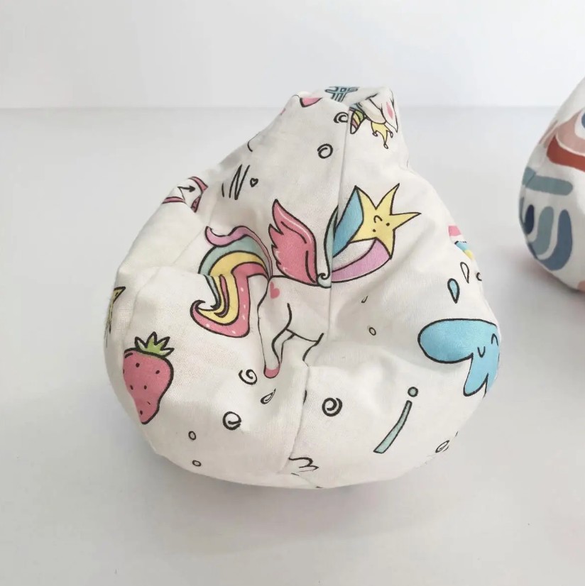 Fabric pouf bean bag chair white Unicorns Nestwood for dolls