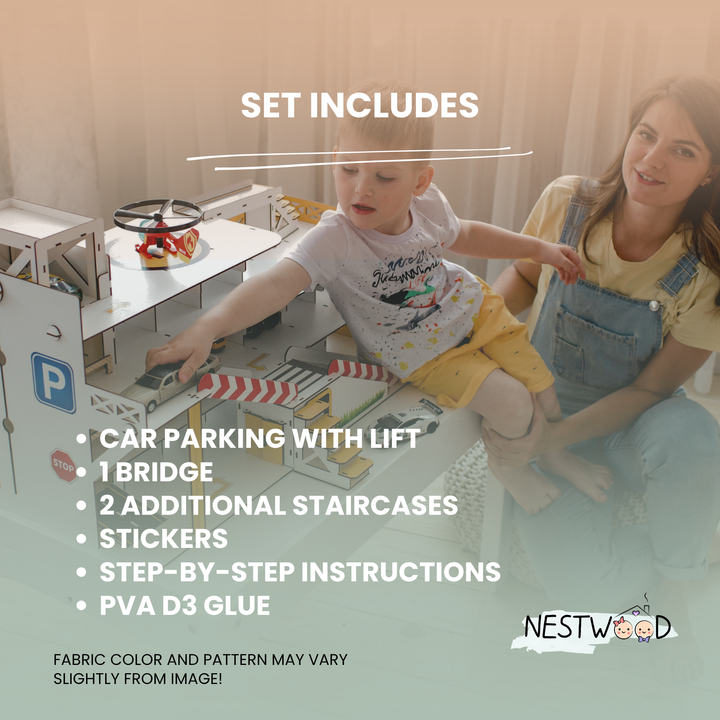 Car garage 18 parking spots with lift scale 1:6 NestWood