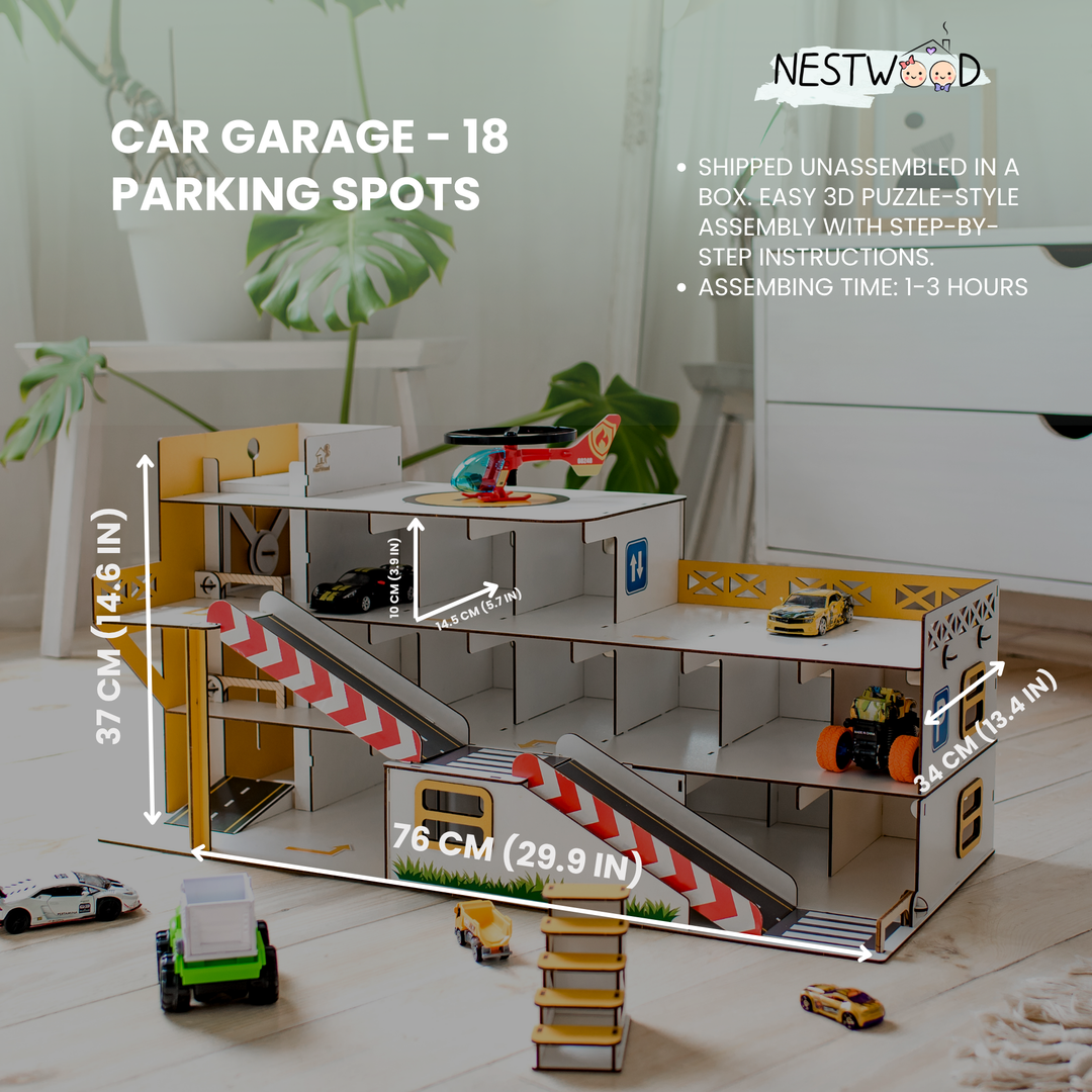 Car garage 18 parking spots with lift scale 1:6 NestWood