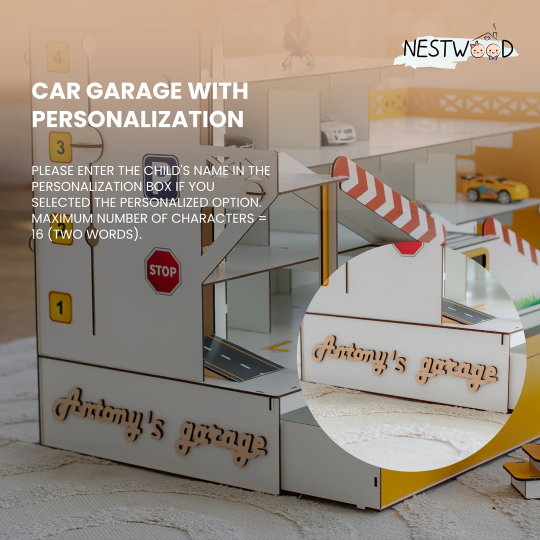 Toy garage parking with elevator and organizer scale 1:6 NestWood Maxi