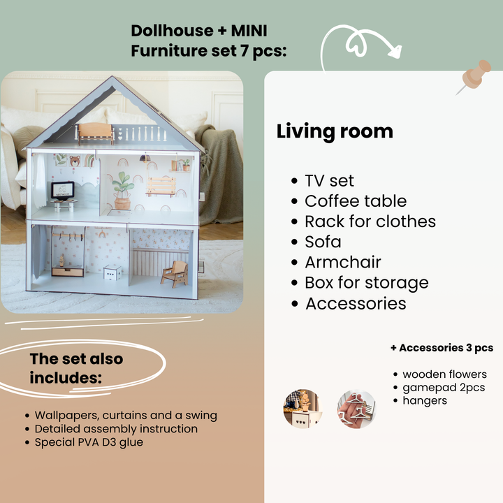 Wooden dollhouse Fantasy scale 1:6 NestWood Eco