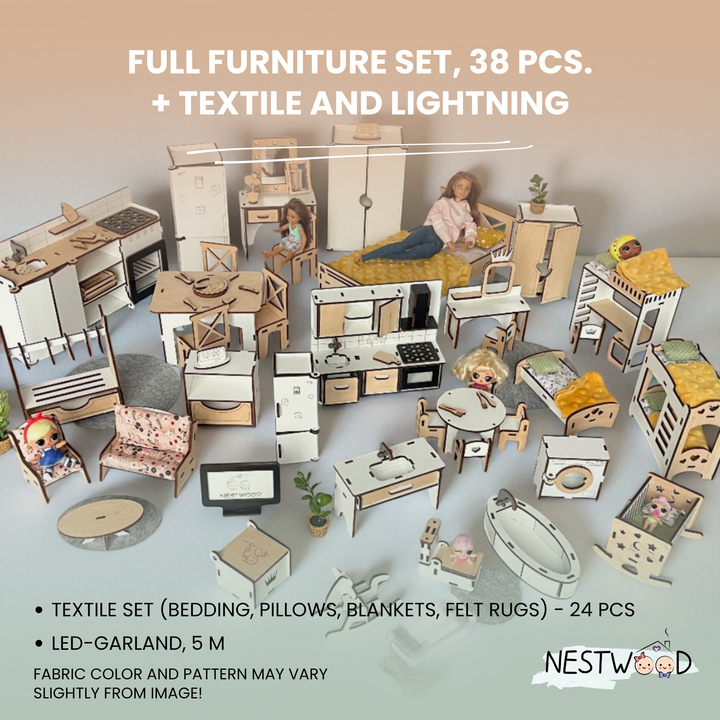 Wooden dollhouse Mansion scale 1:6 NestWood Eco