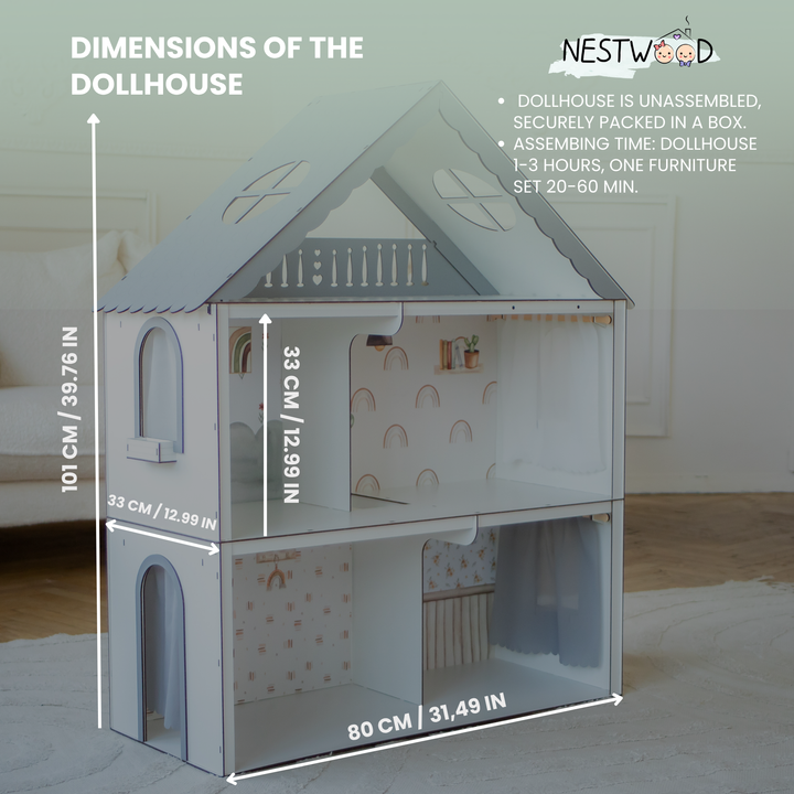 Wooden dollhouse Fantasy scale 1:6 NestWood Eco