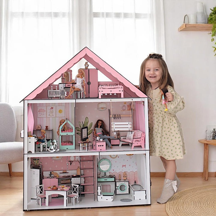 Wooden dollhouse Fantasy scale 1:6 NestWood pink