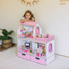 Puppenhaus Dream aus Holz mit Organizer im Maßstab 1:6 NestWood Pink