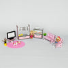 Wooden Living room furniture set scale 1:12 NestWood Pink