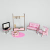 Wooden doll furniture Living room scale 1:6 NestWood Pink