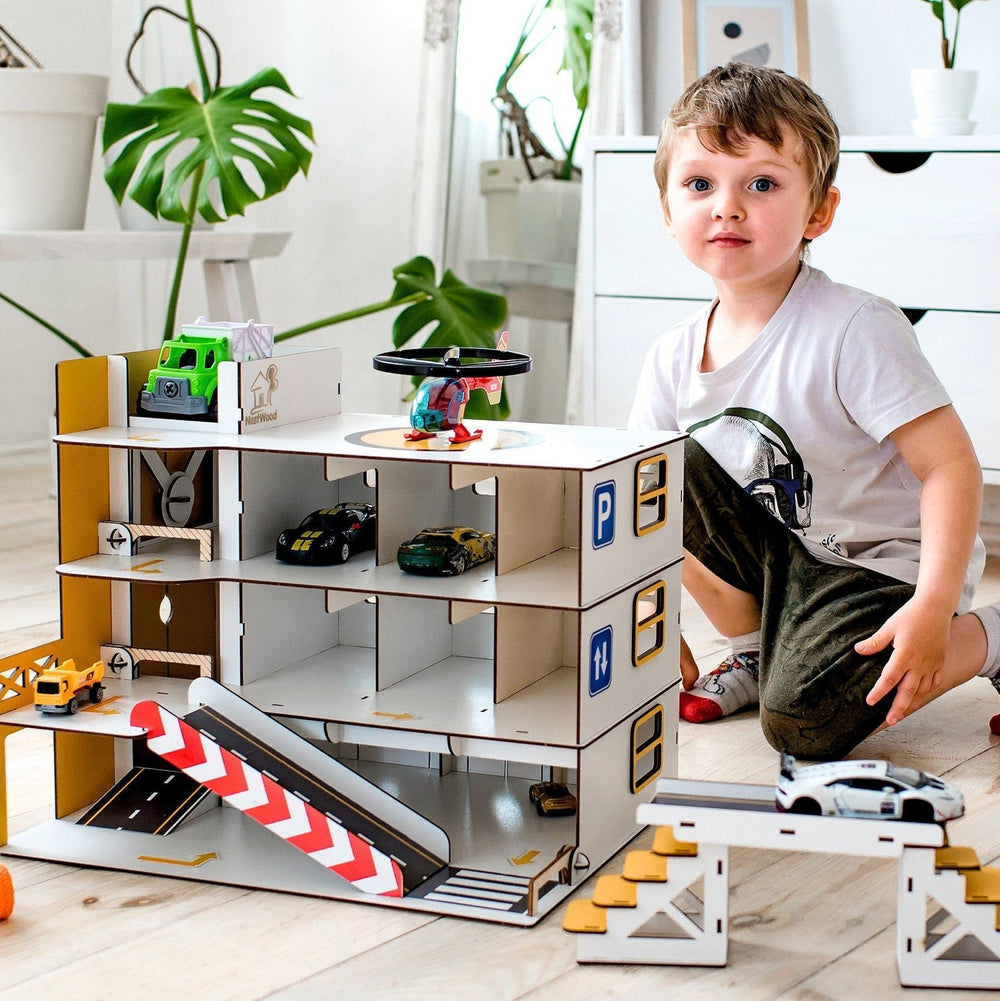Wooden Car Garage with Elevator
