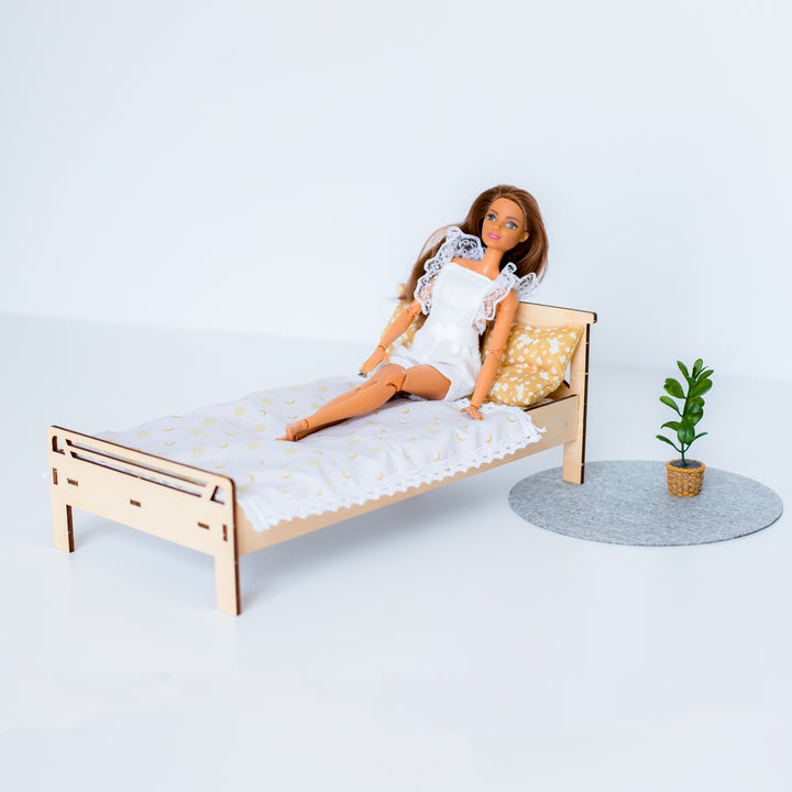 Wooden doll bed scale 1:6 NestWood Eco