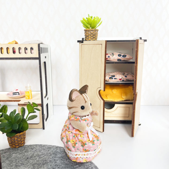 Wooden Children's bedroom furniture set scale 1:12 NestWood Eco