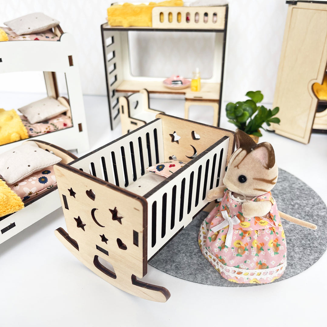 Wooden Children's bedroom furniture set scale 1:12 NestWood Eco