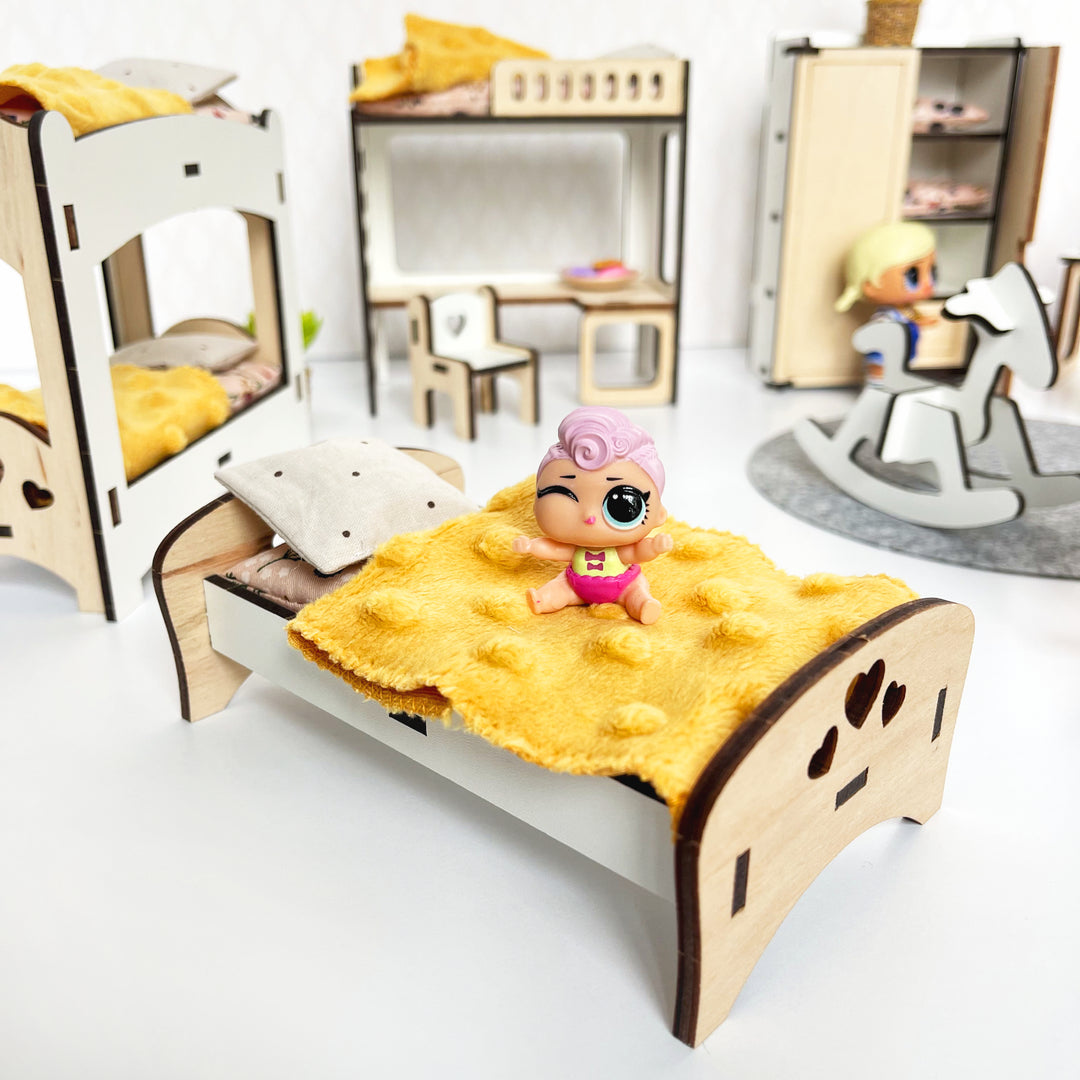 Wooden Children's bedroom furniture set scale 1:12 NestWood Eco