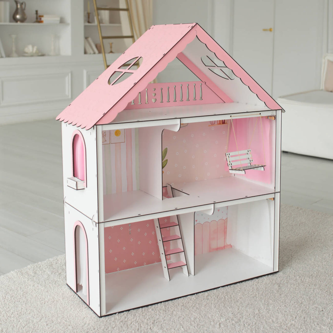 Wooden dollhouse Fantasy scale 1:6 NestWood pink