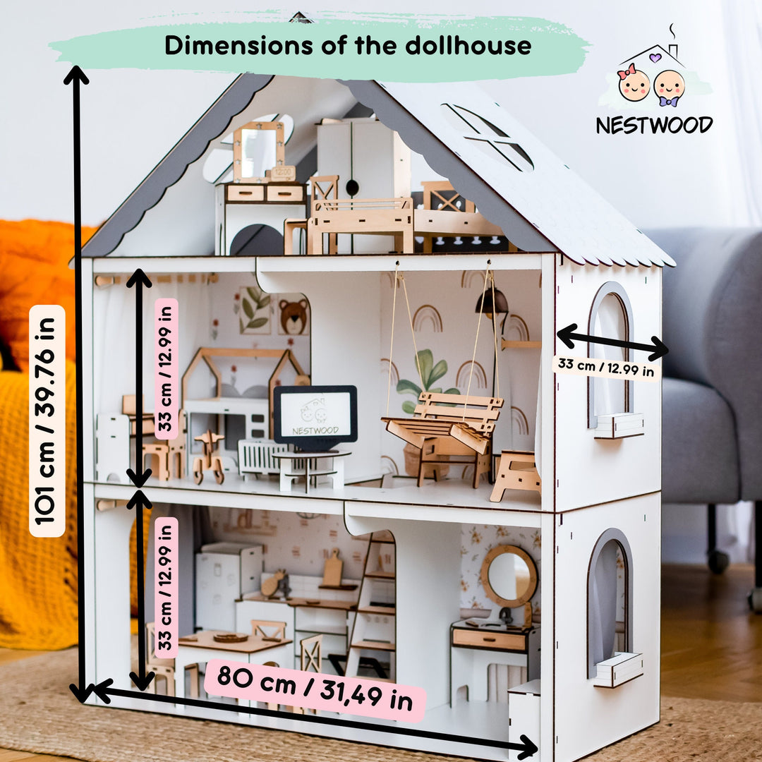 Wooden dollhouse Fantasy scale 1:6 NestWood Eco