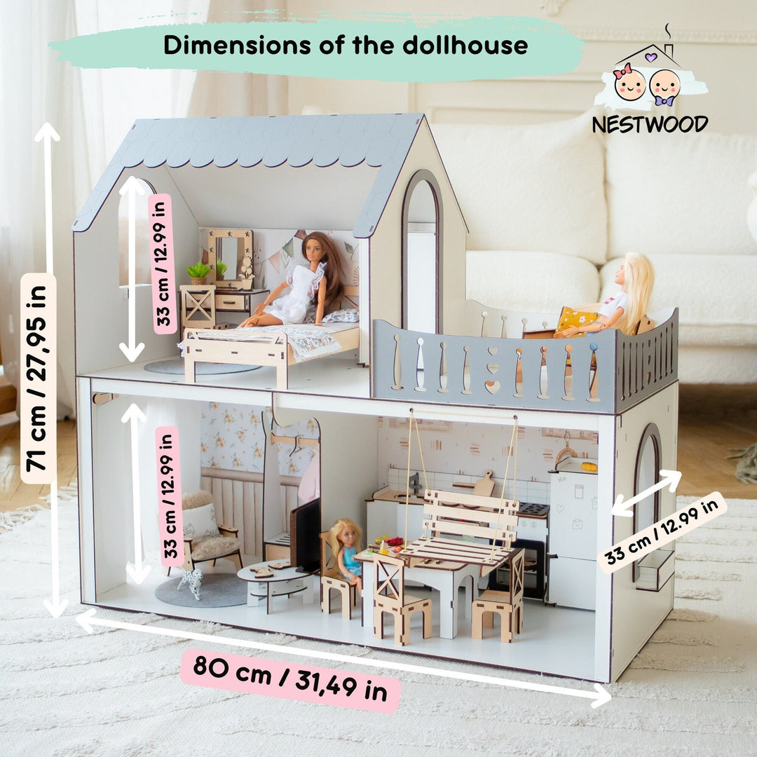 Wooden dollhouse Mriya scale 1:6 NestWood Eco