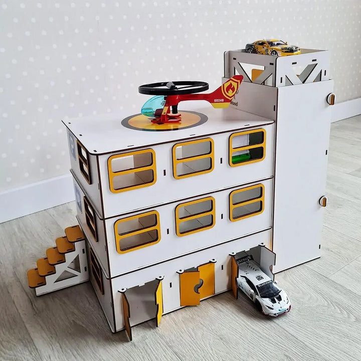 wooden car park, toy car park, kids toy garage